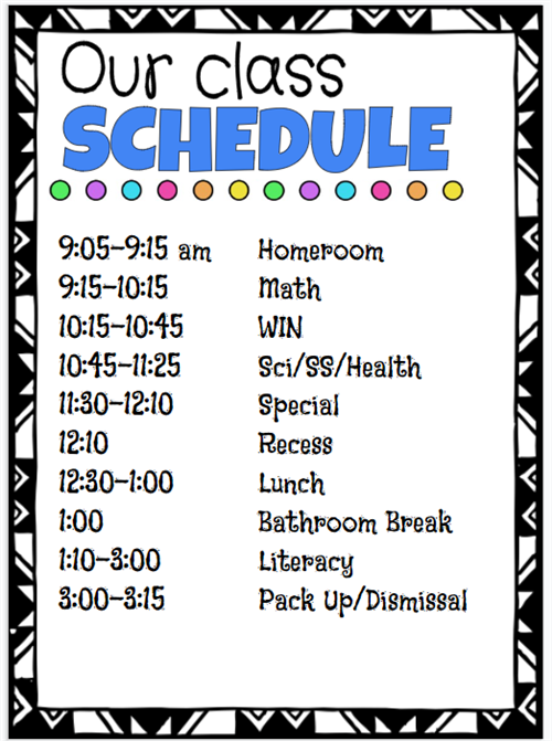 class schedule